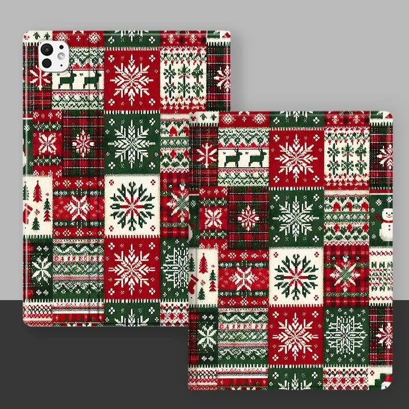 Christmas Art Retro Cover For iPad Pro Mini Air 1 2 3 4 5 6 7 10 11 th 8 9 gen 11 M4 M5 Foldable Tablet Case