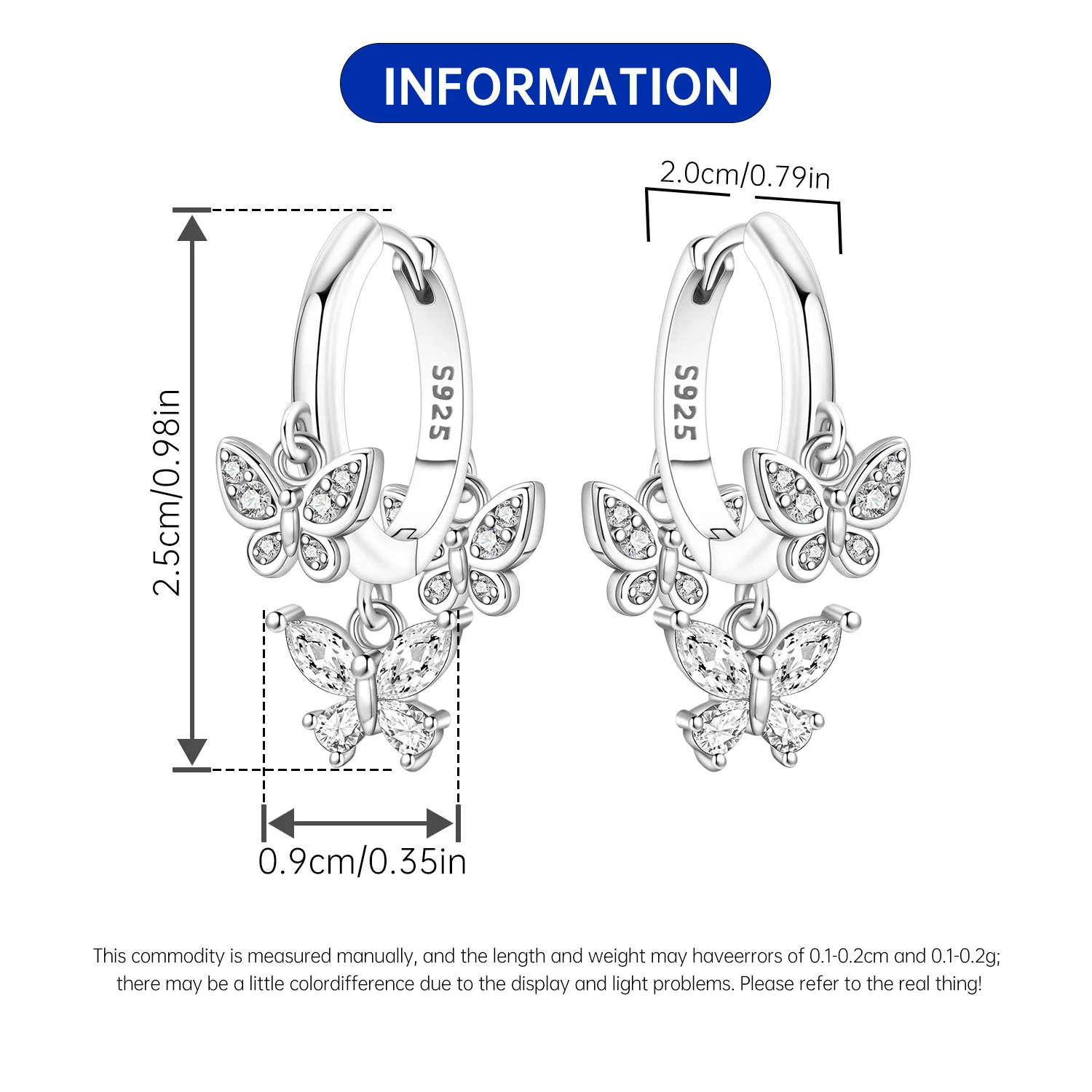 PANPOKI 925 فضة تألق فراشة الحشرات إسقاط أقراط النساء أقراط سحر موضة تنوعا مجوهرات الحفلات هدايا #6