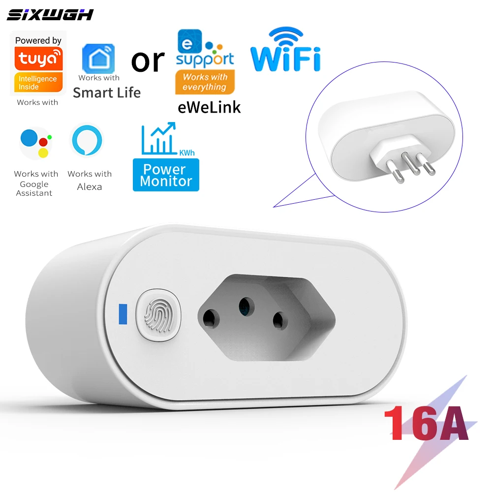 Smart WiFi Socket Brazil Plug, Work with Smart Life & eWeLin