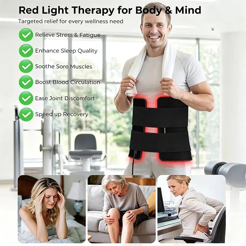 380LEDs Red Light Therapy Mat for Body 33''×17'' 660nm&850nm Red Light Heating Pad for Neck Shoulder Back Muscle Joint Relief