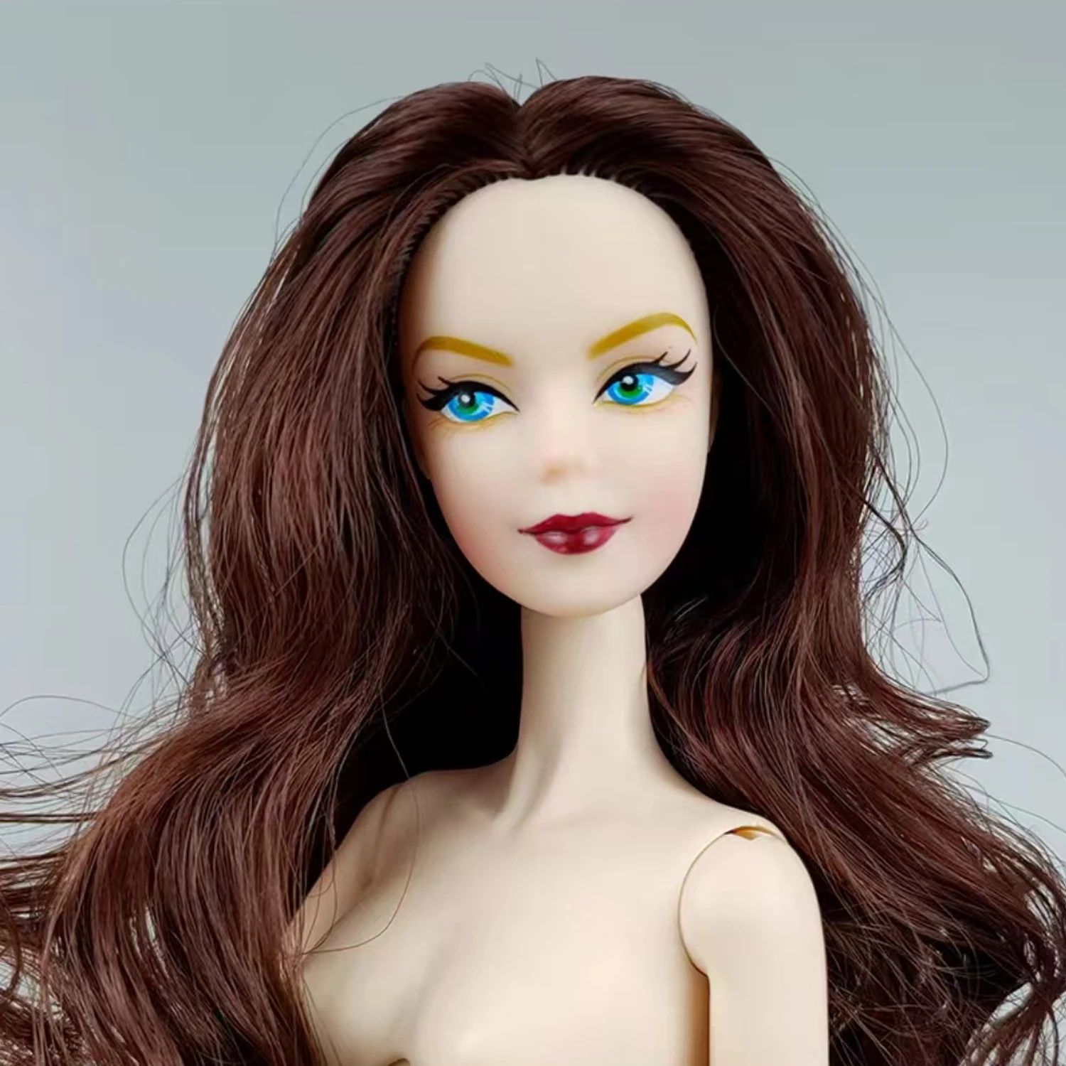 30CM White Skin Supermodel Doll Fashion 1/6 Body Doll Blue Eye Wavy Curls Hair 12 Joints Movable Dress Up Doll Dollhouse Toys
