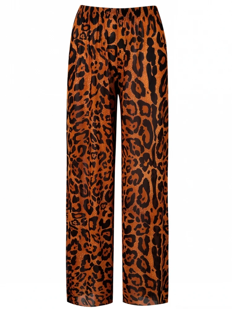 Damskie spodnie plażowe z siateczki z falbankami, narzutka na strój kąpielowy, spodnie plażowe z falbankami, spodnie letnie 2025