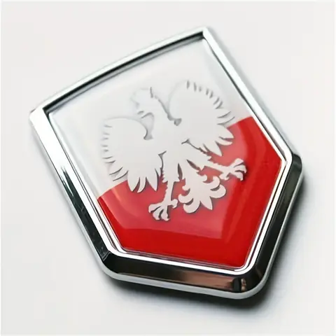 Calcomanía de bandera de águila blanca de Polonia, emblema cromado para motocicleta y coche, pegatina con forma de escudo, emblemas de coche polaco Polska