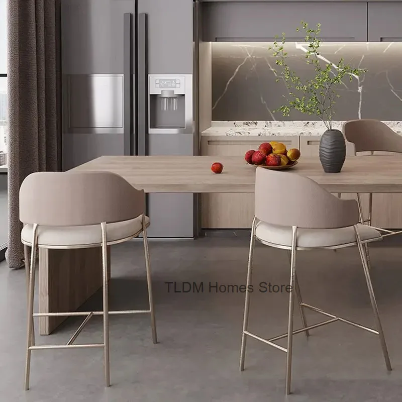 Chaises de bar en fer avec dossier, tabouret haut, meubles de bar minimalistes modernes, chaise de cuisine créative, luxe abordable