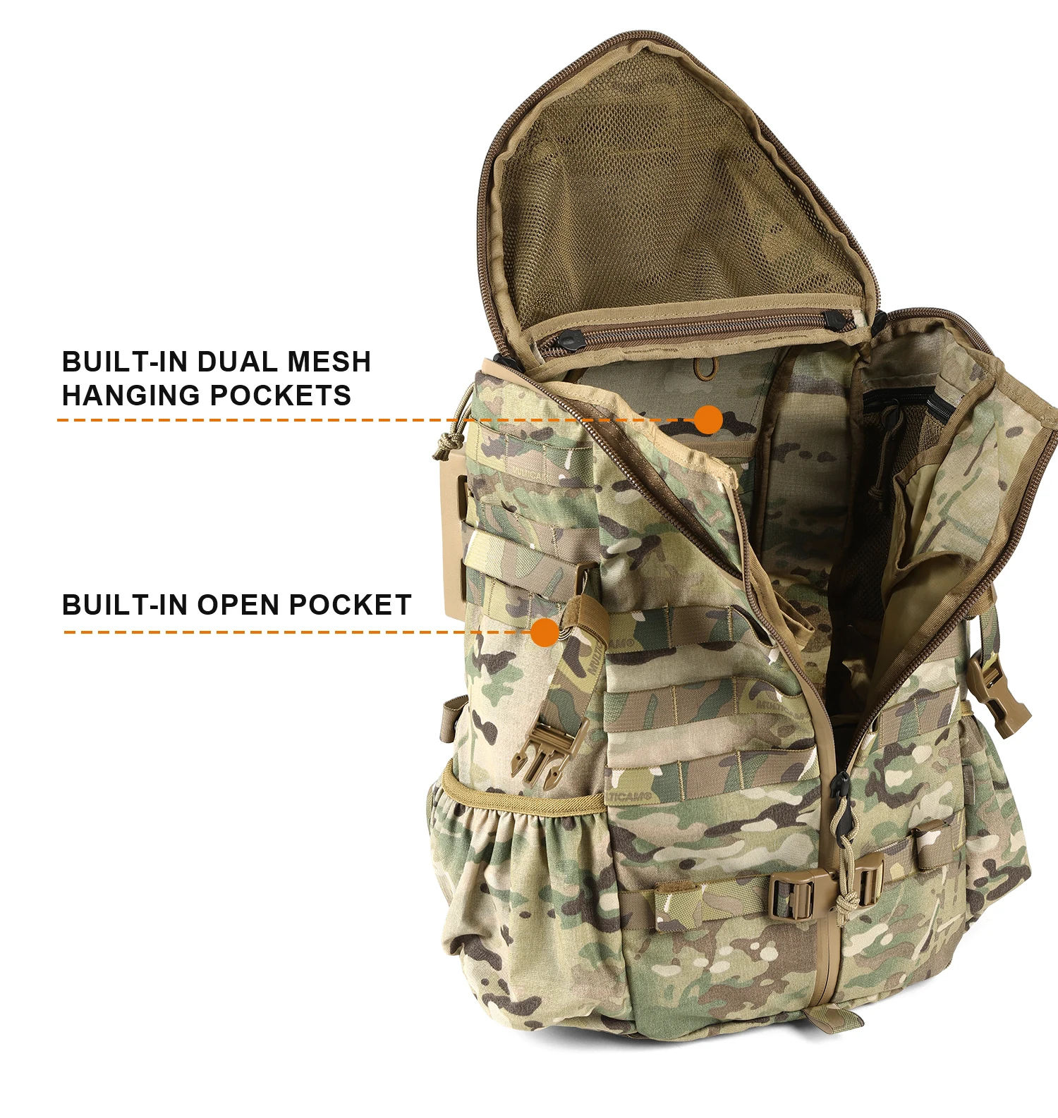 34L 500D Cordura Taktischer Rucksack, Funktioneller Pendler-Reise-Outdoor-Bergsteiger-Wanderrucksack, Molle EDC Pack – Detail 5