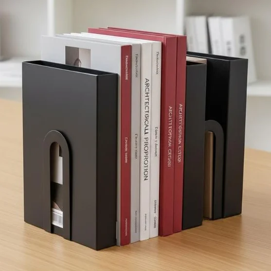 2Pcs L-shaped Desk Bookends Durable Iron Book Stand Durable Book Holder Simple Display Book Support Rack Non Slip Shelf Holder