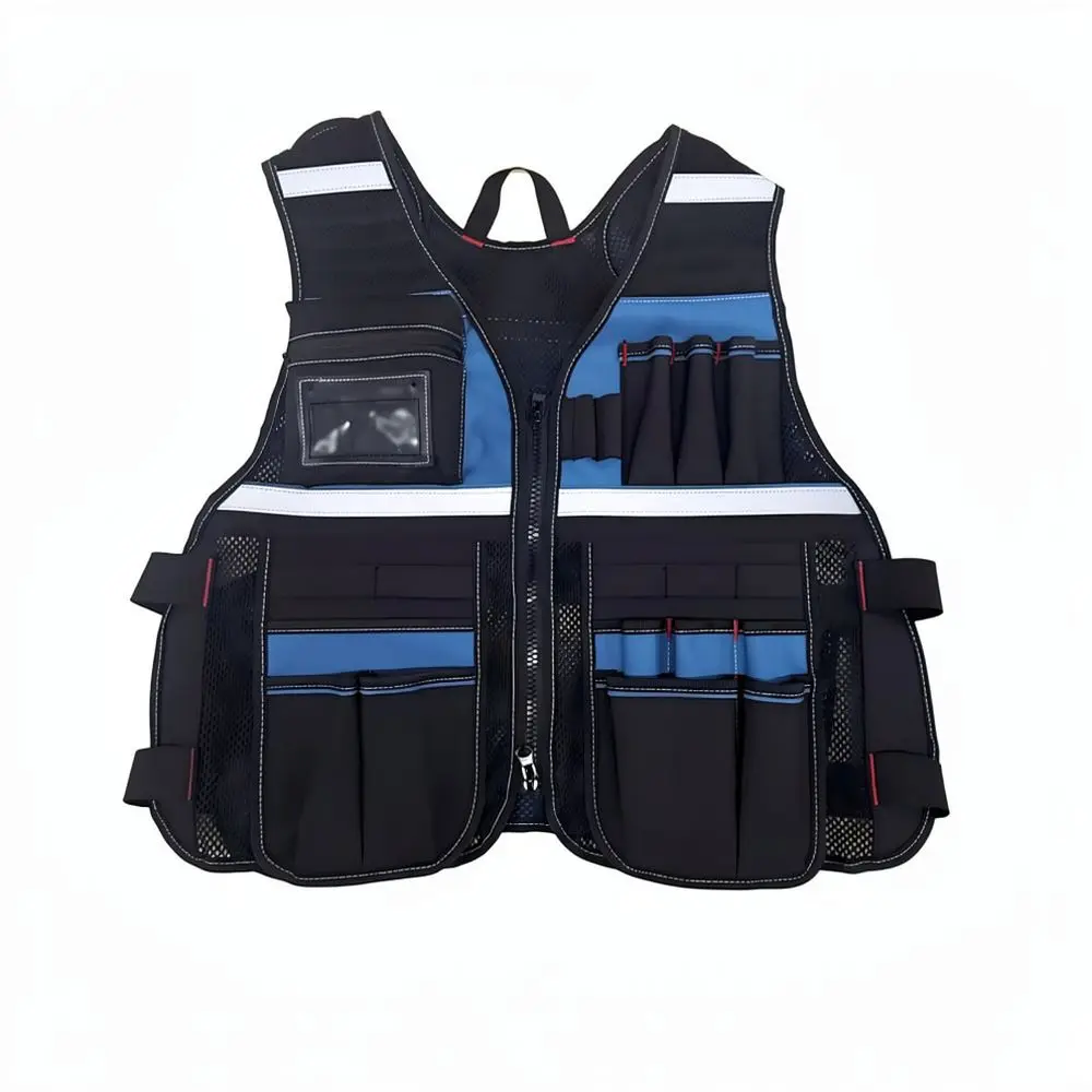 Durable Tool Organizer Vest Oxford Cloth Multi Pocket Utility Harness Tactical Style For Carpentry Builders And Maintenance