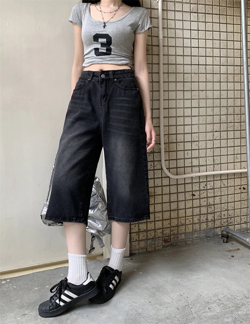 

Vintage Washed Do Old Casual Jeans Women Summer High Waist Loose Wide Leg Trousers Straight Seven Trousers