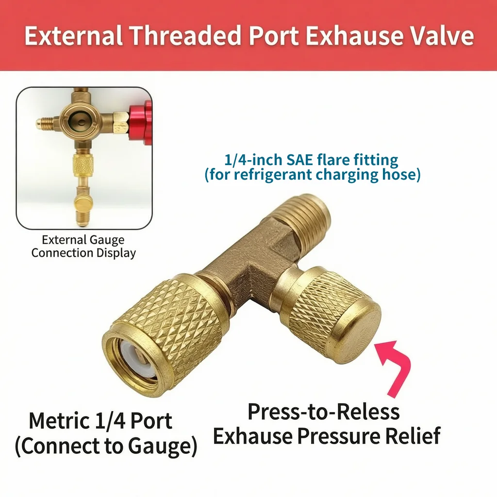 Car Air Conditioning Refrigerant Gauge Exhaust Valve Bleed Adapter Air Conditioner Charging Release Fitting Parts