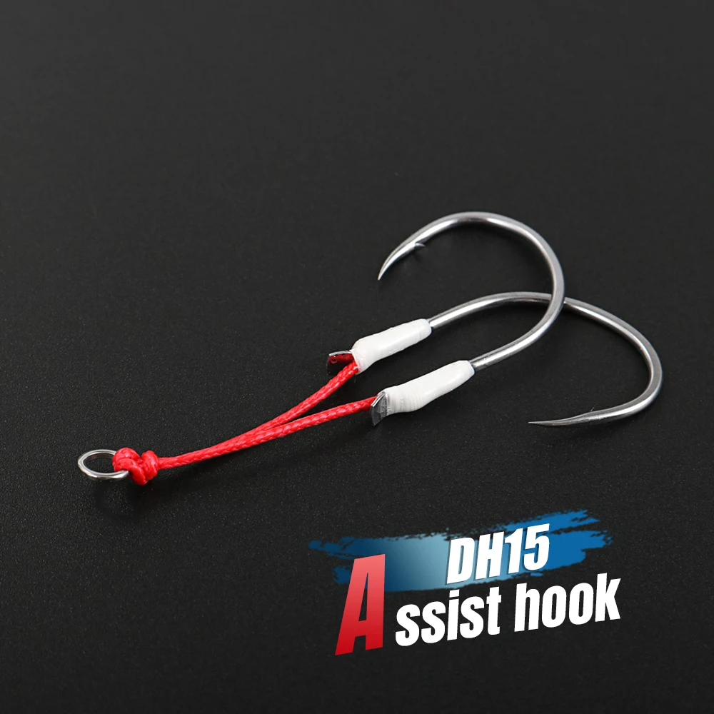 JIGGING PRO 2 Paar Twin Assist Metall-Jighaken 1/0 2/0 3/0 4/0 Meeres-Jighaken BKK Widerhaken Angelhaken Angelzubehör – Detail 1