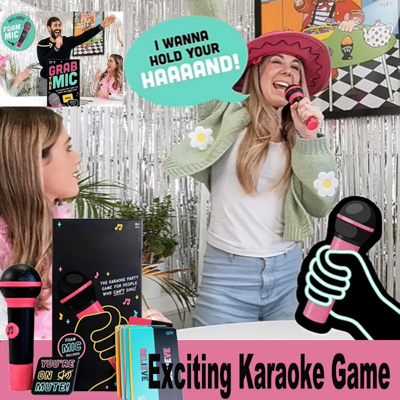 Grab Mic Game, 2025 New Exciting Karaoke Game, 250 Lyrics Card Game, Suitable For 2-10 Players, Family Karaoke Game Board Game