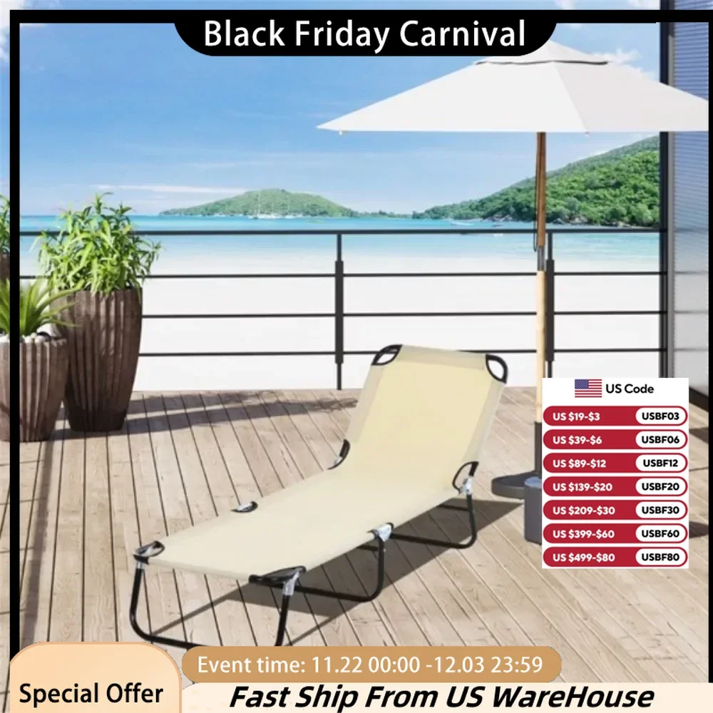 Fold-out recliner / beach chair waterproof powder-coated steel foldable design for easy transport and comfortable headrest