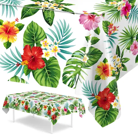Hawaiian Garland Tablecloth Summer Beach Birthday Party Decor Kid Favors Tableware Set ALOHA Hawaii Luau Tropical Party Supplies