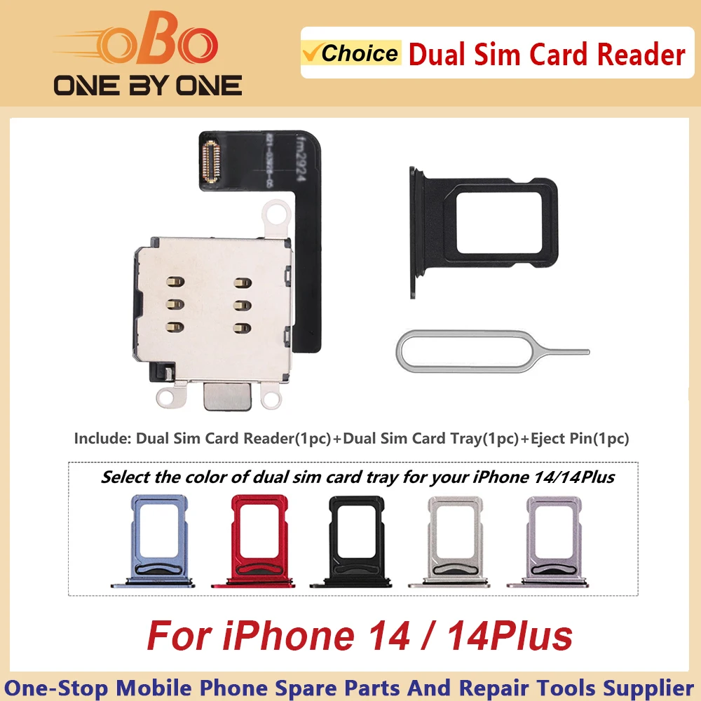 Dual SIM Card Reader Flex Cable For iPhone 14 14Plus Double SIM Card Tray Slot Holder Adapter Connector Repair Black White Blue