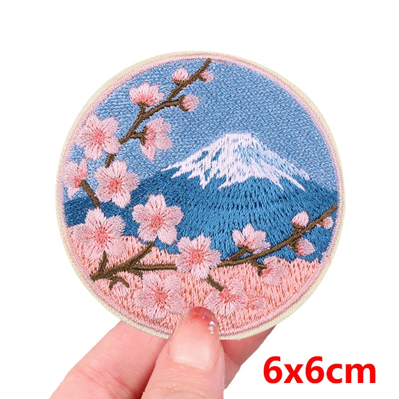 Japan Fish Lucky Cat Mount Fuji Patch Eisen auf Patches für Kleidung bestickte Patches auf Kleidung schmelzbare thermoadhäsive Patch