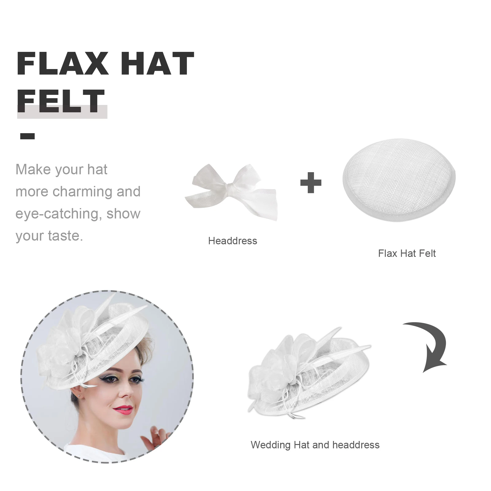 

White Hat Felt Brim Accessories Women Hats Decor Supplies Chic Fashion Fabric Craft Sewing