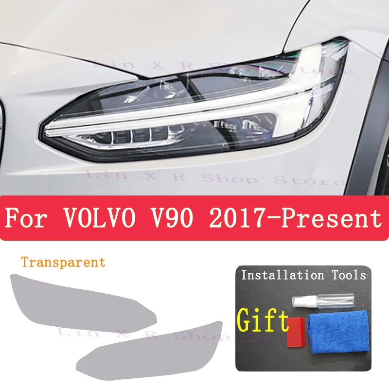 

For VOLVO V90 2017-2022 Car Exterior Headlight Anti-scratch Front Lamp Tint TPU Protective Film Cover Repair Accessories