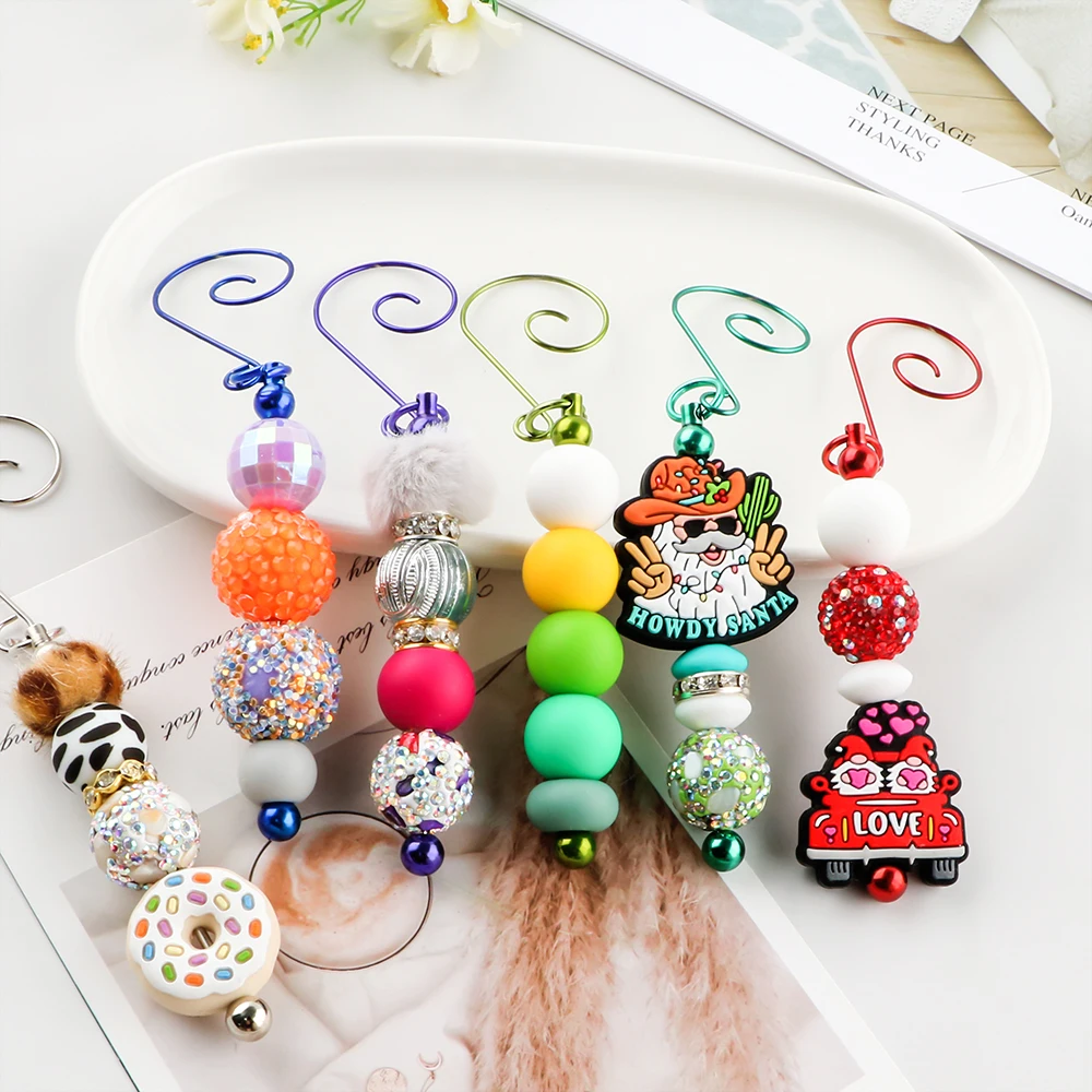 

12 шт./лот, цветной металлический крючок с резьбой, брелок для ключей, бусины для изготовления ювелирных изделий, ожерелье «сделай сам», декоративный кулон и т. д., аксессуары ручной работы