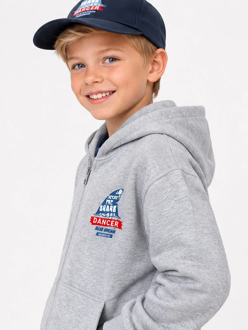 Kinder-Reißverschluss-Hoodie mit Hai-Motiv, lustige Baumwolljacke für Jungen, Frühling und Herbst, bedruckte Jacke, neue Mäntel – Detail 6