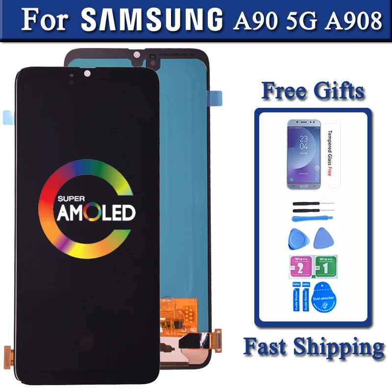 Display For Samsung Galaxy A90 5G LCD Display Touch Screen Digitizer Assembly Super AMOLED For A90 5G A908 Replacement