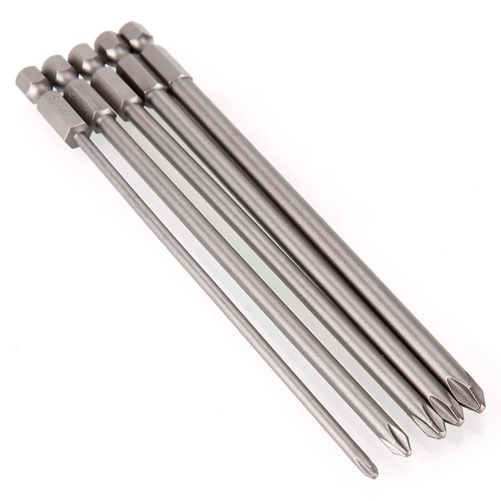 5pcs Magnetic Philips Screwdriver Set 1/4 Inch 6.25mm Shank S2 Alloy Steel 150mm Long Magnetic Hex Screwdriver Bit