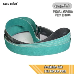 4 pieces 72x2 in. 577F Zirconia Abrasive Sanding Belts 1829x50mm P40 P60 P80 P120