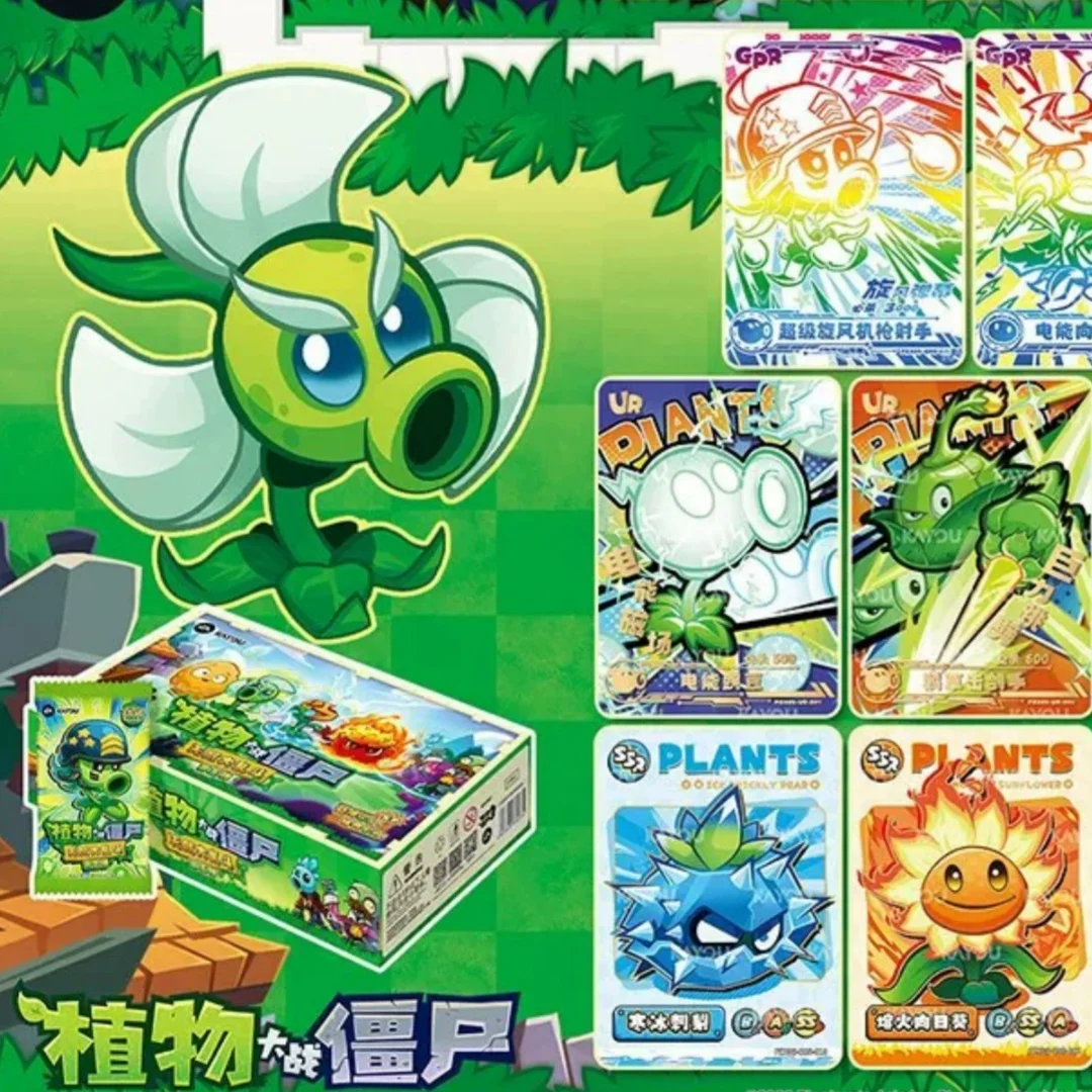 KAYOU Plants vs Zombies Endless Battle 5th Edition Whole Box Peashooter Sunflower Wallnut Cone Zombie Buckethead Card Game Toy