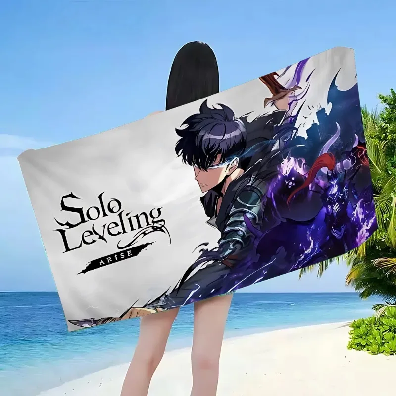 

Hot Solo Leveling Anime Figures printing Beach Swimming Towel Soft Absorbent Washcloth Travel Camping Gym Supplies