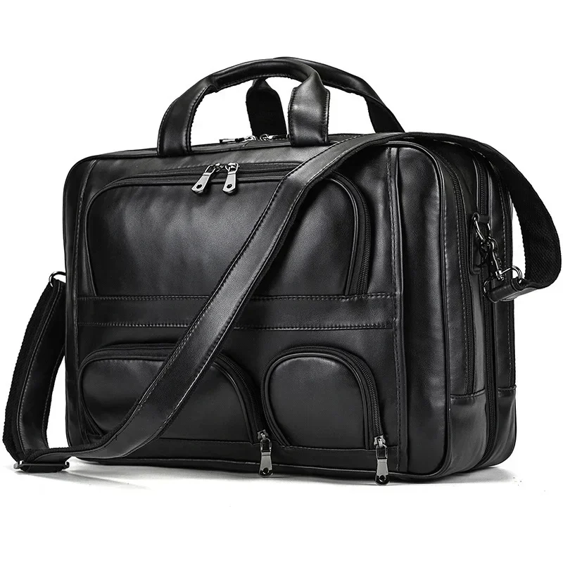 

Genuine leather briefcase, men's high-capacity business handbag, shoulder bag, cowhide commuting computer bag