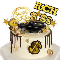 Dollar Cake Topper Car Figurine Money Cake Decorations For Richman Birthday Party Supplies Rich Money Dollar Theme Party Decors