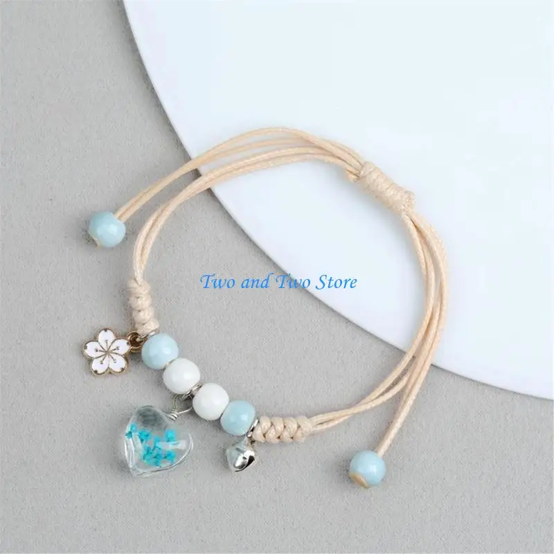 HX6F نمط الأزهار قلادة المعصم سلسلة ملحق سوار الصداقة المنسوجة للفتيات #4