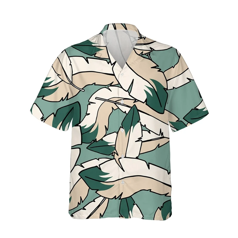 

Summer Men's Hawaiian Shirts 3D Feather Pattern Short Sleeve Lapel Oversized Clothes Men Women Funny Y2k Unisex Shirt Male Tops