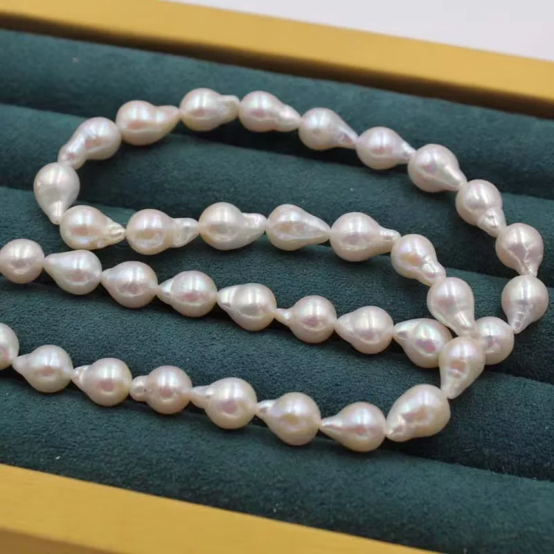 7-8 mm AAA Quality 100% Real Natural Freshwater Cultured Baroque White Teardrop Pearls 40cm Strand For Jewelry Make Accessory