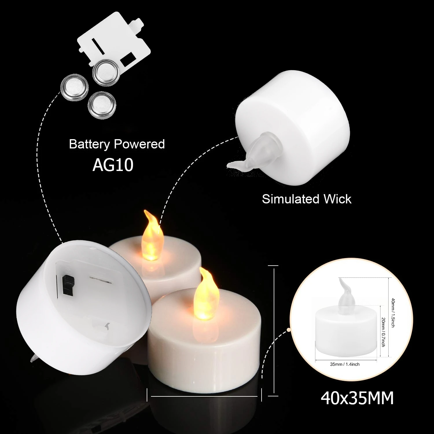 Flameless Tealight Candles 12/24Pcs Batteries Included  Flickering Bright Warm White or Yellow Light Realistic Led Tea Lights image 3