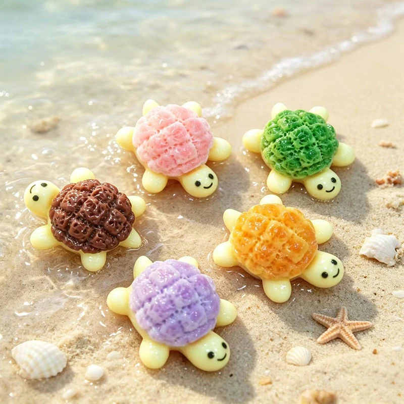 100pcs Cute Jubilee Turtle Series 3D Resin Cabochon DIY for Hairband Keychain Earrings Scrapbook Wholesale Dollhouse Accessories