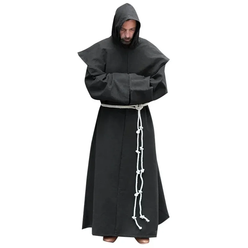 25COSMedieval moine Cosplay Robe Religion catholique missionnaire Vintage à capuche soutane pasteur père jeu de rôle Costume Halloween Pa