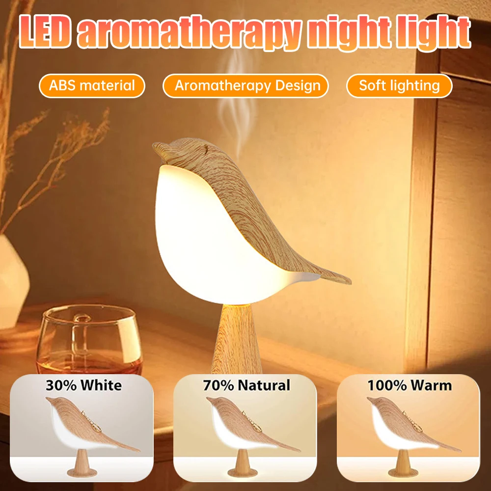 LED Night Light 3 Colors Touch Switch Bedside Light Dimmable Bird Lamps Lasting and Durable Protection Eye Warm Home Decorations