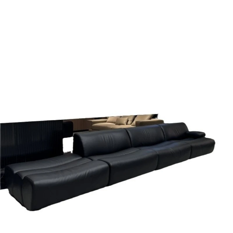 Genuine leather top layer cowhide minimalist corner curved sofa combination