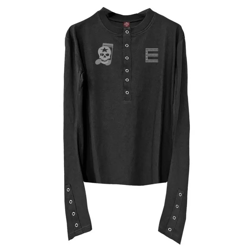 

Футболка Y2K Топы с длинными рукавами Мужчины Женщины Harajuku Хип-хоп Готический череп Графический принт Негабаритная футболка с круглым вырезом Хлопковая одежда