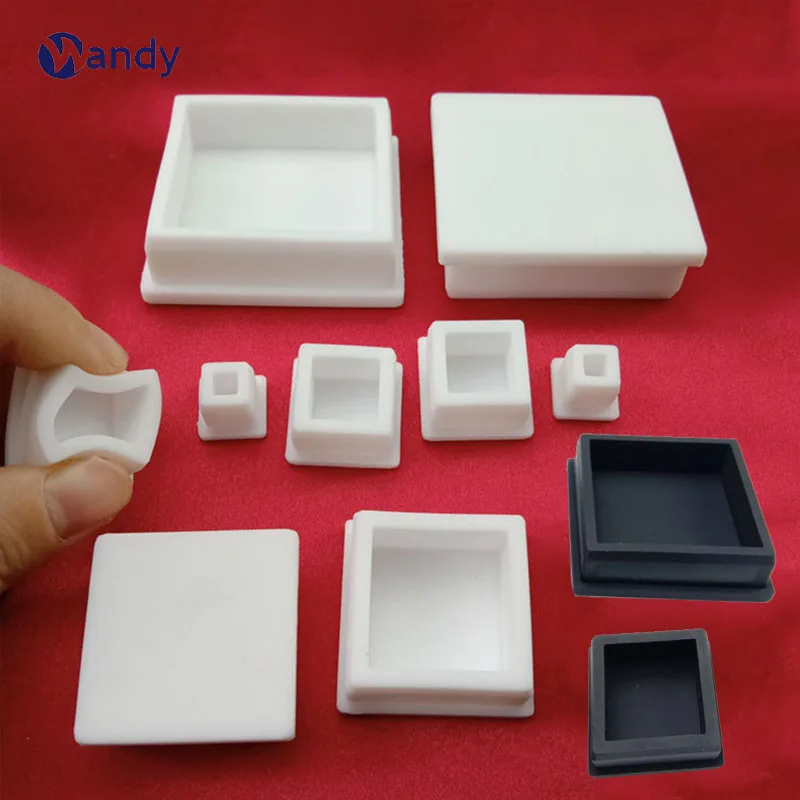 Square Silicone Rubber End Cap T Type Blanking Plug Tube Box Section Insert Seal Stopper Black White High Temperature Resistance