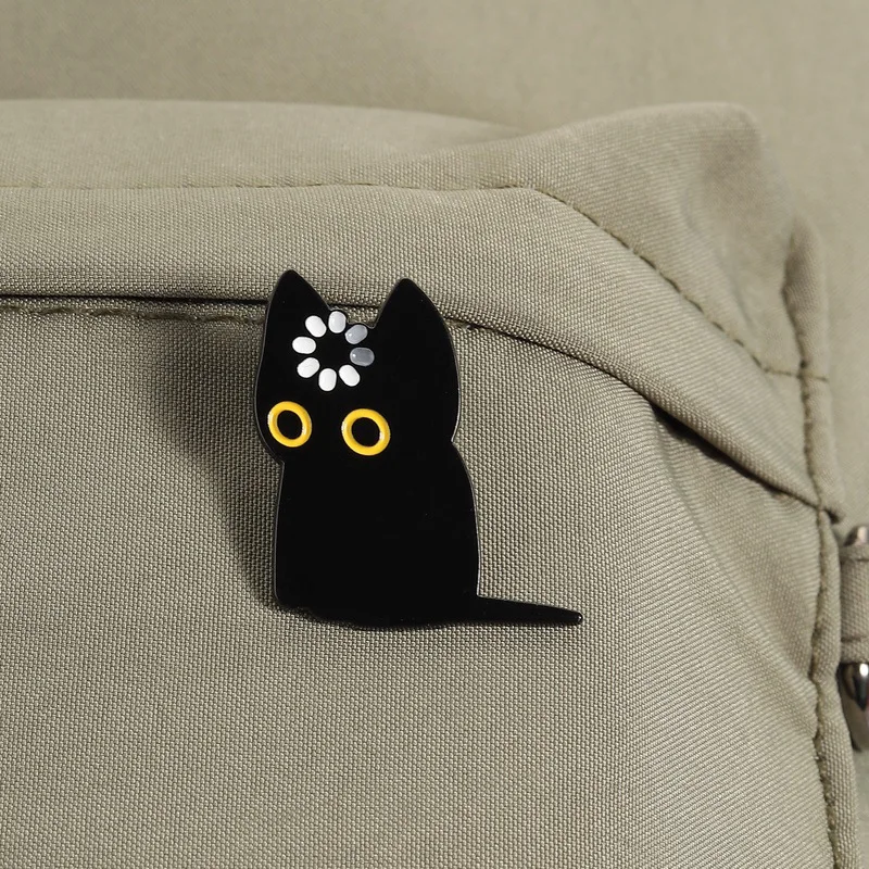 Lapel Pin Cute Pins cartoon black cat metal badge niche cute cat Brooch On Clothes versatile hoodie backpack accessories