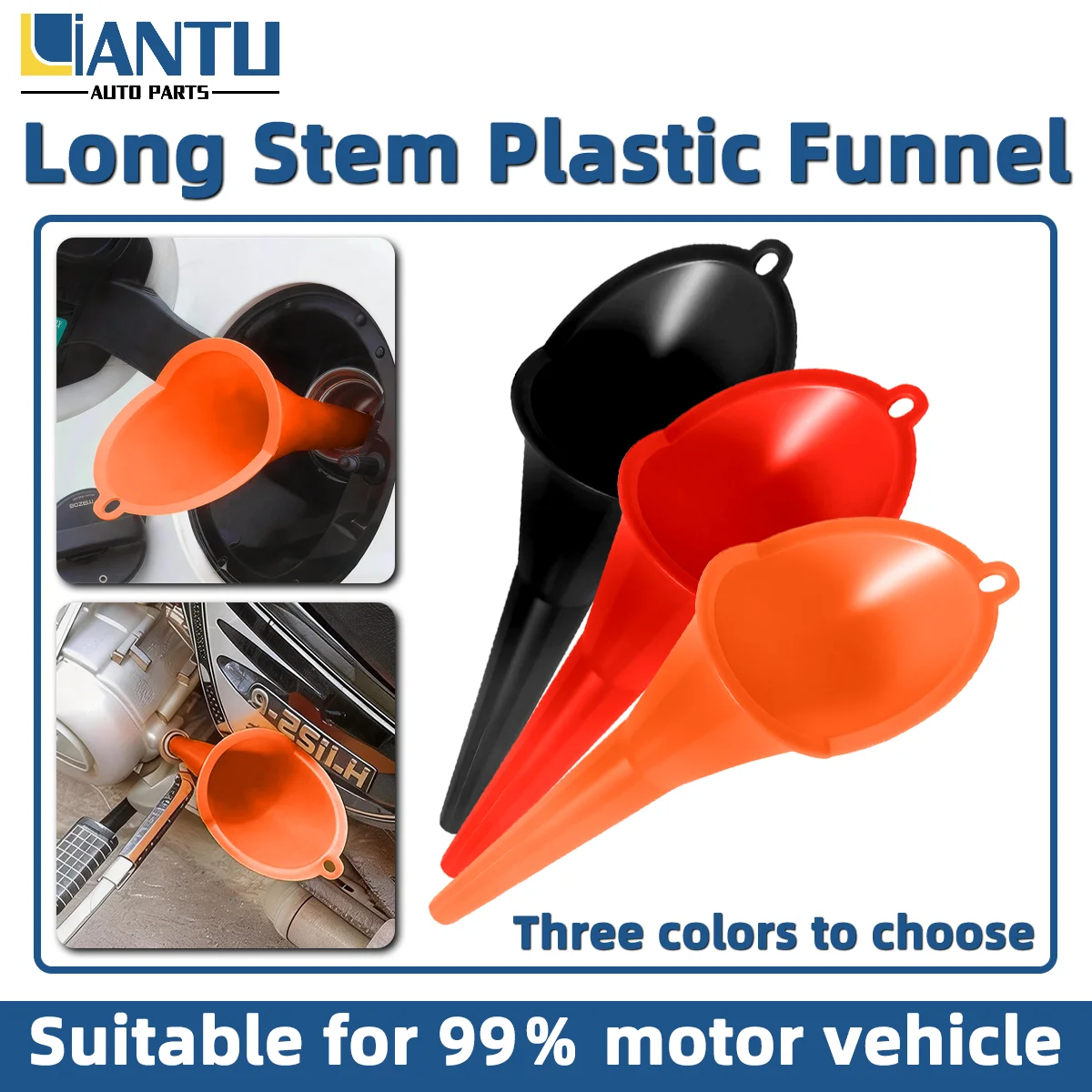 Car Long Stem Funnel Gasoline Oil Fuel Filling Tools Anti-splash Plastic Oil Funnel Motorcycle Refueling Tools Auto Accessories - zdjęcie 1