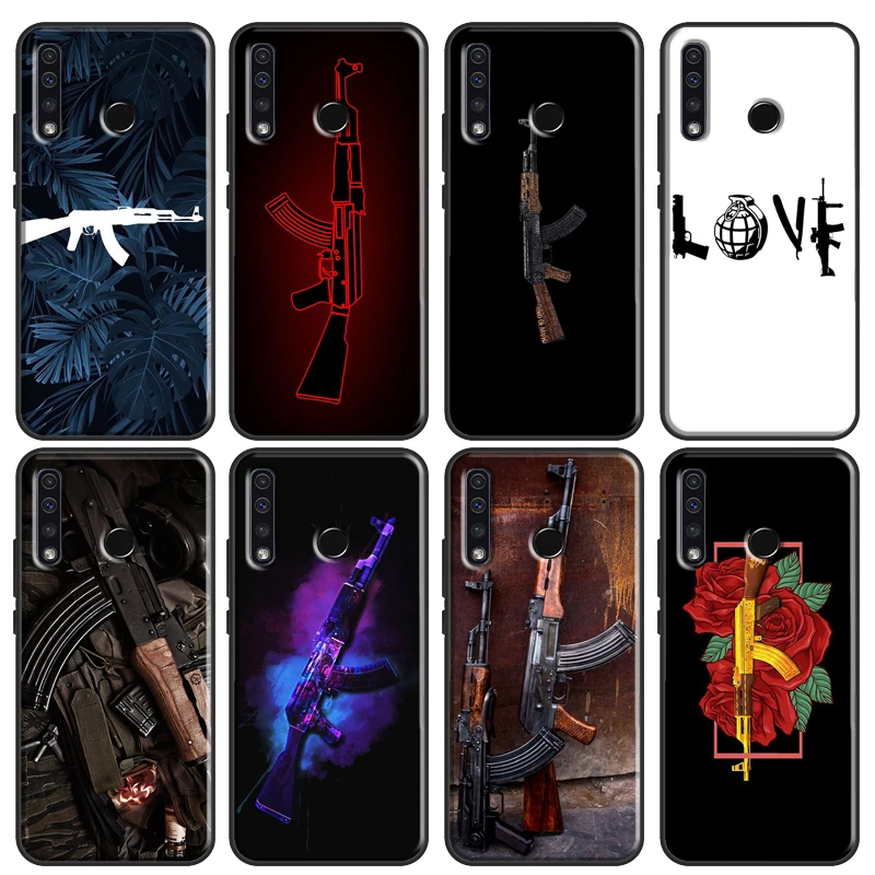 AK47 Handgun Gun BUllets Soft For Huawei Honor 7C 4C 6C 7A Pro 8 9 10 20 10X Lite 8A 9A 8S 7S 6X 9X 8X 10i Case