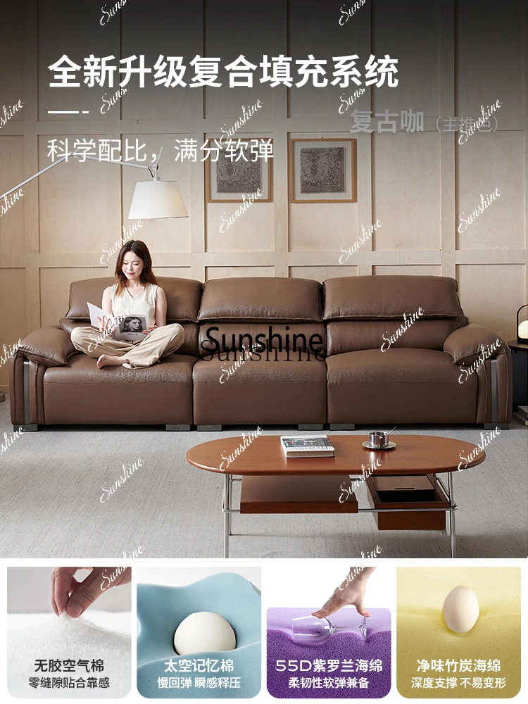 Italian minimalist, modern minimalist home retro style adjustable cloud down leather sofaPX