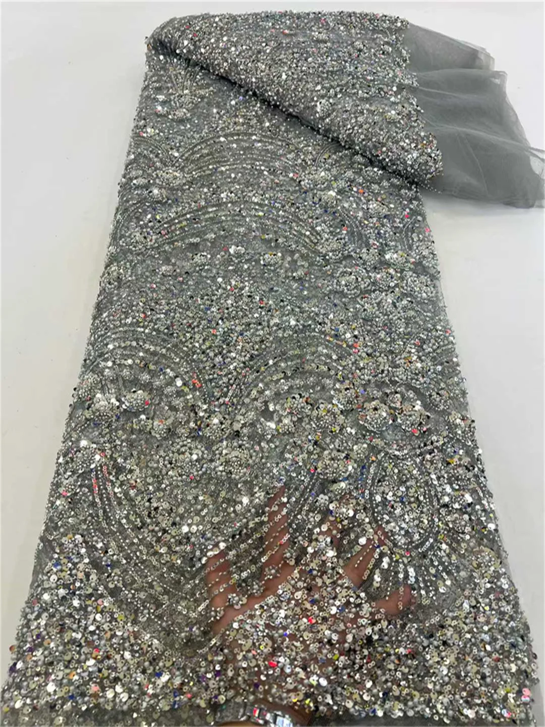 

Нигерийское кружево с бисерной вышивкой 2026: высококачественная французская сетка с пайетками, африканская тюлевая ткань для роскошных свадебных и праздничных платьев