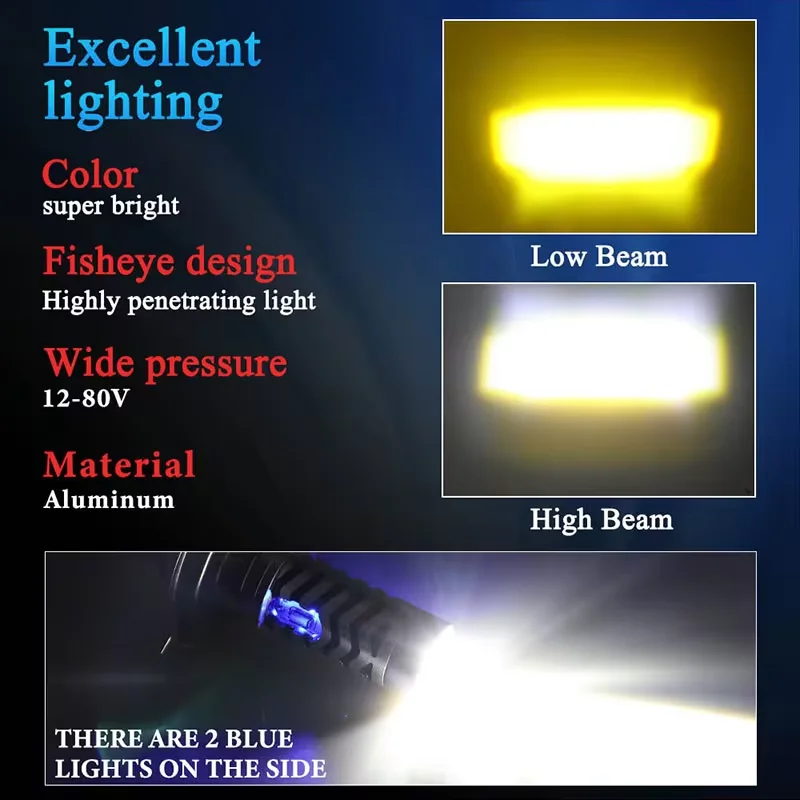 1Pc H4 LED Dual Color Motorcycle Headlight Bulbs BA20D S2 P15D H6 6000K Hi/Lo Beam 12V Moto Fog Lamp Scooter ATV Accessories