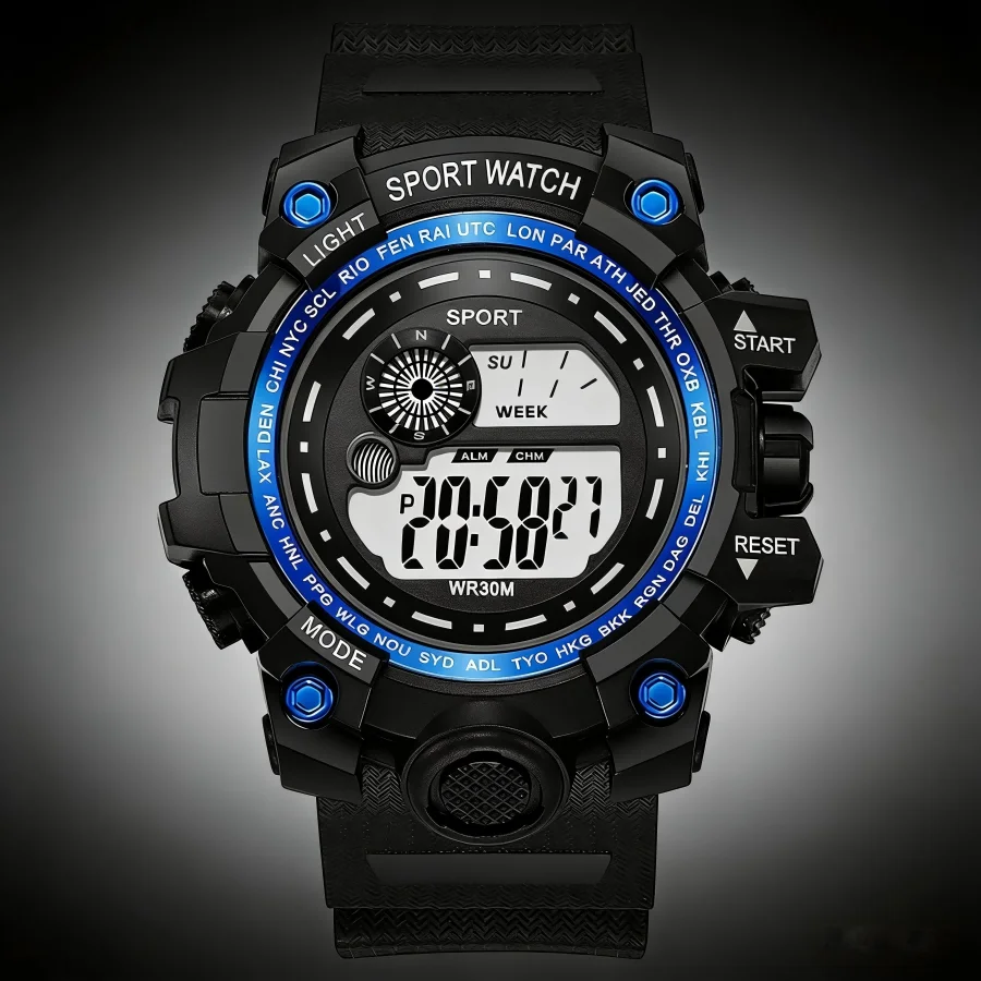 

Мужские спортивные часы, водонепроницаемые светодиодные цифровые часы с большим циферблатом, спортивные часы для фитнеса, многофункциональные электронные наручные часы для мужчин