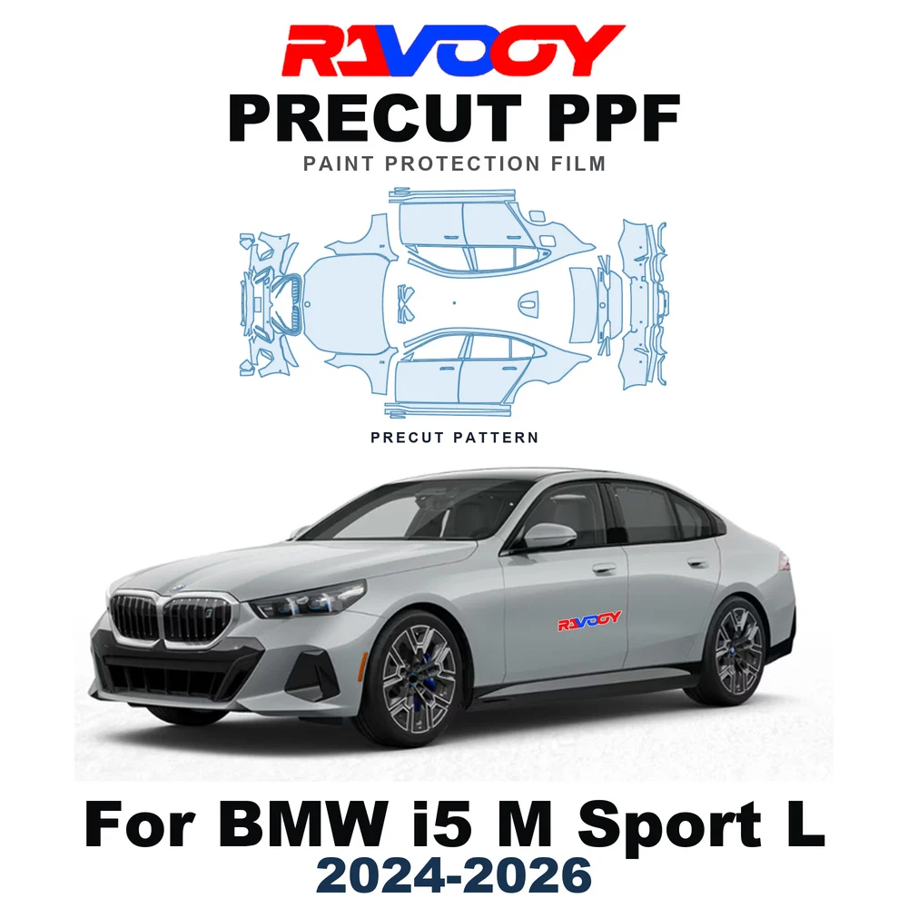 Precut PPF For BMW i5 M Sport L 2024-2026 8.5mil TPU Paint Protection Film Hood Bonnet Bumper Headlight Self-Healing Clear Kit