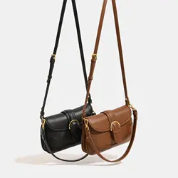 Maxdutti Retro Underarm Bag For Women's 2023 New Shoulder Bag Small Market Retro Lock Buckle Crossbody Saddle Bag Ladies