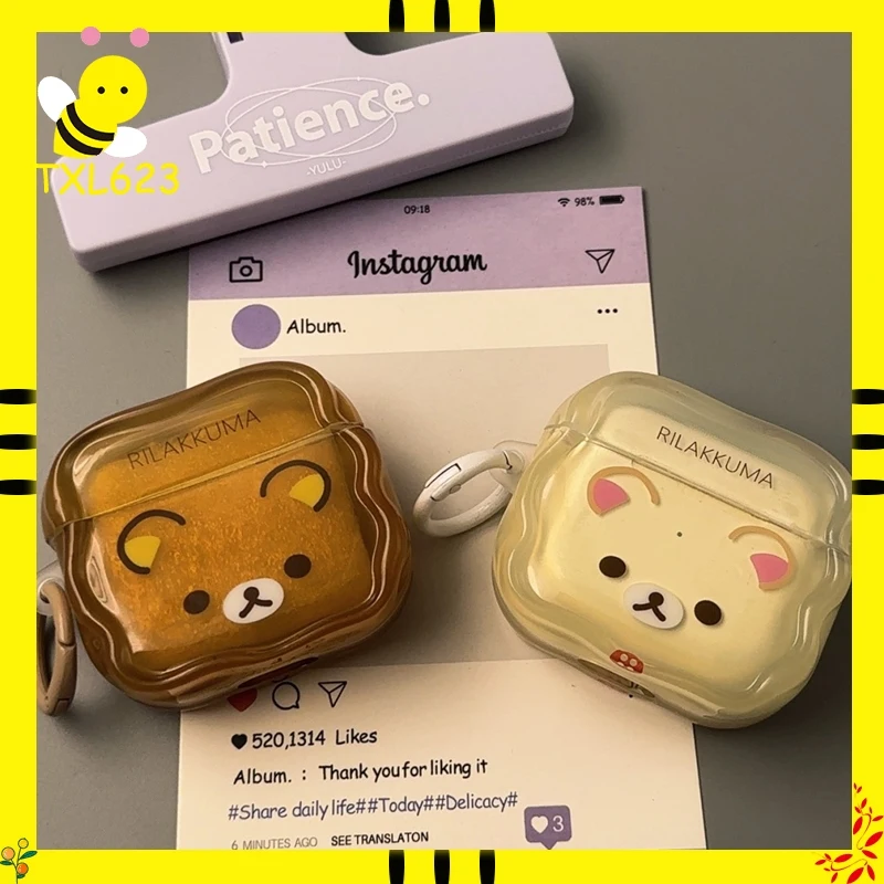2026 New Cartoon Bear Airpods Protective Case Wireless Bluetooth Earphone Cover Compatible  Apple Pro Headsets Second Generation